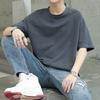 Camiseta de manga corta de color liso simple japonesa para hombre estilo coreano holgada casual deportiva interior cuello redondo camiseta básica para pareja moda