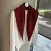 Bufanda Triángulo de Punto Estilo Coreano Chal de Lana Color Sólido Borde Ondulado Calentador de Cuello Otoño Invierno Ropa Exterior Versátil Bufanda Cálida para Mujer