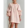 2026 Nueva Colección de Otoño Estación Independiente de Amazon TK Moda Femenina Europea y Americana Estilo Francés Vestido con Mangas de Linterna Floral Tridimensional