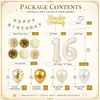 Venta Caliente Transfronteriza Blanco Leche Oro Número 16 Set de Globos Flores de Papel Bolas Niña Adulto Ceremonia Decoración de Cumpleaños Suministros