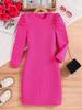 Vestido Moda Cruzado Amazon Primavera e Verão Novo Estiloso Europeu e Americano para Meninas Ajustado ao Corpo que Realça o Quadril Cor Vermelho Rosa
