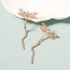 Brincos de liga longa ocos com design simples e moderno transfronteiriço, libélula com diamantes, personalidade, temperamento, versátil