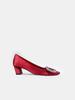 2026 Início da Primavera Rv Salto Médio Sapatos Femininos Individuais Bico Quadrado Cetim Strass Socialite Sapatos de Casamento Sapatos de Trabalho Atacado Moda