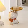 Bandeja Criativa Gato da Sorte Cofrinho Cofrinho Ornaments de Armazenamento para Varanda Decorações para Gabinete de Vinhos da Sala de Estar Presente para Crianças