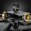 Anillo Negro Dorado Más Vendido de Amazon para Hombre con Números Romanos y Diamantes, Piedra Negra, Moda de Negocios, Anillo Personalizado para Hombre al por Mayor
