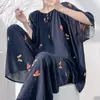 Pijama de Algodão e Seda de Manga Curta Estilo Novo 2026 para Mulheres, Conjunto de Roupa de Casa Tamanho Grande para Primavera e Verão, Estilo Chinês, Pode Ser Usado Fora, Tamanho Plus