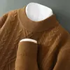 Suéter grosso de cashmere masculino, novo estilo outono e inverno, camisa base com padrão losango semi-alto, suéter quente torcido casual de negócios para meia-idade