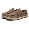 X618 Nuevos Mocasines de Negocios de Cuero Genuino, Mocasines Slip-On de Gamuza para Conducir Relajado, Zapatos Casuales Versátiles para Hombre