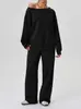Traje de Dos Piezas Casual de Moda con Hombro Descubierto, Estilo Deportivo de Amazon, Nuevo Estilo Otoño e Invierno Transfronterizo Europeo y Americano 2025