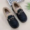 Sapatos mocassins femininos de sola macia para comércio exterior transfronteiriço, modelo novo para todas as estações, sapatos de algodão felpudo slip-on, mocassins, sapatos peludos para exterior