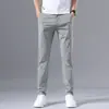 Pantalones de seda de hielo para hombre, sueltos, rectos, modernos, de negocios, de secado rápido, de verano, finos, informales, de verano