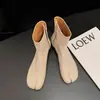 Botas Chelsea de salto grosso em couro legítimo para mulheres, botas split-toe estilo casco de porco, novo modelo 2026 botas Chelsea em couro legítimo, botas curtas versáteis de nicho