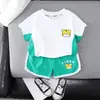 Nuevo Conjunto de Verano Estilo Occidental para Bebés Niños Manga Corta Cuello Redondo Dibujos Animados Casual Deportivo Traje de Moda