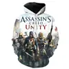 Comercio electrónico transfronterizo Europa y Estados Unidos nuevo Assassin's Creed impresión 3D moda chalecos holgados con capucha para parejas fabricantes suministro directo