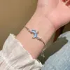 Pulsera de luna azul y estrella para niñas, con un diseño único, estilo nicho y una vibra genial y minimalista, pulsera ajustable de cordón deslizante