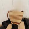 Bolso Tejido Retro Estilo Francés Nuevo Moda Femenina Bolso Tejido de Paja Celebridad de Internet Bolso de Playa para Vacaciones Bolso Cruzado Retro Casual