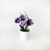 Maceta Internacional 4 Piezas Planta de Orquídea Phalaenopsis Artificial Plantada en Maceta Decoración Mudanza Nuevo Hogar Florero Arreglo Salón de Ceremonia de Boda Maceta de Flores Artificiales Planta