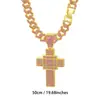 Colar Feminino Moderno Hip-Hop Exagerado Rosa Camada Dupla Tridimensional Cruz Corrente Cubana Marca de Moda Americana Estilo Transfronteiriço
