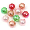Contas Acrílicas Coloridas com Padrão de Concha de 16mm, Contas Redondas com Revestimento UV e Furo Passante, Acessórios Soltos para Joias DIY Feitos à Mão