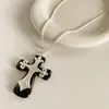 Collar con Colgante de Cruz de Resina Europeo y Americano, Cadena de Clavícula Versátil de Estilo Ins de Moda Transfronteriza con Diseño Único, Joyería de Nicho