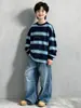 Nueva colección de otoño: Camiseta de manga larga para niños, top a rayas infantil, camiseta casual elegante y versátil