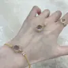 Conjunto de Collar, Pulsera y Anillo de Diamantes Completos Morados en Forma de Gota de Agua de Lujo Ligero Estilo Francés para Mujer, Joyería Exquisita Versátil de Moda y Gama Alta