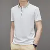 Camiseta Casual Masculina de Verão com Manga Curta, Gola Waffle Tesoura, Gola Contrastante, Top de Manga Curta para Verão, Camisa Polo