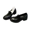 Versión de Piel de Vaca~Zapatos Cómodos y No Cansan los Pies Mocasines de Suela Gruesa para Mujer Slip-Ons Tacones Gruesos Zapatos Individuales para Viajar al Trabajo Zapatos Negros Pequeños de Cuero para Mujer
