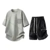 Camiseta corta de manga corta moderna estilo americano, pantalones cortos de trabajo casuales de verano de alta gama tie-dye, traje deportivo moderno estilo americano