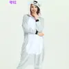 Pijama Enterizo de Franela Otoño e Invierno Panda Dinosaurio Hombres y Mujeres Triceratops León Cielo Estrellado Pegaso Suricata Animal de Dibujos Animados