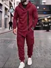 Conjunto de moletom com forro de lã, folgado, casual, para trabalho, esportes ao ar livre, com capuz e calça, masculino, europeu e americano, outono e inverno, peso pesado