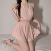 Sexy Wish Ropa Interior Sexy Pijamas Sexy Deseo Puro Malla Pasión Tentación Cuello Colgante Halter Bata de Noche Sin Quitarse Traje de Talla Grande
