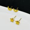 Brincos Simples de Moda Estrela Lua Aço Titânio Ouro 18K Femininos Nicho Sensação de Alto Padrão Para Furos na Orelha Brincos Joias ins