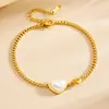 Tobillera Corazón Perla Blanca Oro 18K Acero Inoxidable Titanio Joyería Set de Lujo Ligero Nuevo Estilo Transfronterizo Europeo y Americano Accesorios
