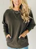 Sudadera nueva para mujer de otoño e invierno, cruce fronterizo europeo y americano 2025, estación independiente de Amazon, cuello redondo, corte holgado, top de patchwork acanalado