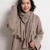 Bufanda de Moda de Punto Suave y Cálida para Otoño e Invierno, Nueva, Protección del Cuello, Cachemir para Mujer, Color Sólido, Hueca, Engrosada