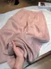Pantalones de Lino con Lentejuelas Finas Rosas para Mujer 2026 Nuevo Estilo de Verano de Gama Alta Elegantes Sueltos Rectos Casuales de Pierna Ancha
