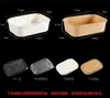 Tazón de Papel Kraft Engrosado e Impermeable, Caja Rectangular Desechable para Llevar, Caja para Comida Rápida, Tazón Redondo para Ensalada, Tazón para Comida Ligera