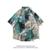 Marca de moda retro de verano estilo Hong Kong, camisa floral de manga corta con estampado completo para hombre, estilo callejero holgado, para pareja, estilo hawaiano, camisa versátil