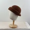Sombrero de pescador de alta calidad y a la moda, estilo británico, elegante y versátil, fedora pequeño, estilo Hepburn, sombrero de cubo tejido elegante y cálido
