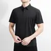 Camisa Polo Masculina de Seda Gelada de Manga Curta Cor Sólida Gola Lapela Sem Costura Verão 2026 Nova Camiseta Top Business