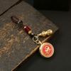 Latão Chinês Zodíaco Vermelho Tesouro da Sorte Turn Key Chain Pingente Homens e Mulheres Chave de Carro Bolsa Pingente