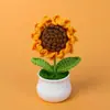 Flores Artificiales de Lana Girasol en Maceta Lirio del Valle Nomeolvides Tulipán Adornos Día de San Valentín Festival de Primavera