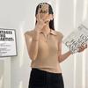 Gola Polo Sem Mangas Elegante Verão Feminino Slim Tricô Curto Transfronteiriço Novo Feminino Lapela Fio Cardado Macio