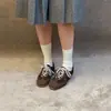 Versión de Piel de Vaca~Zapatos de Entrenamiento Alemanes Negros Retro, Zapatos con Cordones Forrest Gump, Tenis Casuales con Plataforma para Mujer, Zapatos Deportivos Versátiles, Modernos