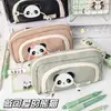 Estojo Redondo Panda de Desenho Animado com Três Camadas, Bolsa de Armazenamento de Papelaria de Alto Valor, Presente para Estudante, Estojo de Lápis de Grande Capacidade