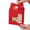 Caixa Personalizada para Embalagem de Doces de Casamento Lote Pequeno Vermelha Festiva Papel Cartão Branco Sacola de Presente Lembrança Caixa Auto-Selante