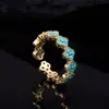 Lujo Ligero y Sensación de Alta Gama, Anillo de Flor de Trébol Multicolor Incrustado con Circonitas para Mujer, Abierto, Anillo de Diseño Simple y de Nicho