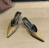 Primer Encuentro Temporada 2026 Sandalias Elegantes de Punta Zapatillas Sexy Slip-On Moda Nueva de Primavera Zapatillas de Media Punta Cerradas en la Punta Tacones de Aguja