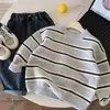 Suéter de Otoño e Invierno para Hombre y Niño 2026 Estilo Japonés Tejido de Punto Holgado Pulóver Unisex Casual Rayado Top Comercio Exterior